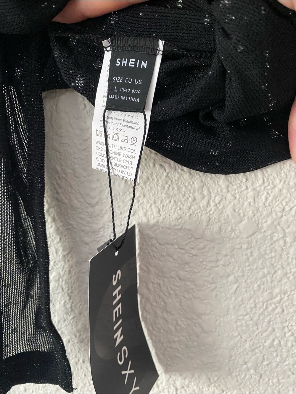 SHEIN Black Sparkle Long Sleeve Bodysuit - Picture 4 of 6